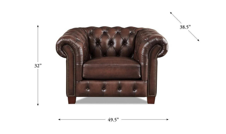 Versailles Leather Chair With Rolled Arms-Leahyco