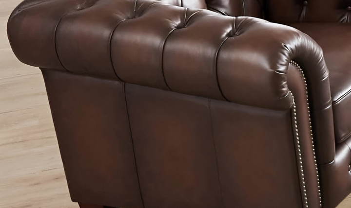 Versailles Leather Chair With Rolled Arms-Leahyco