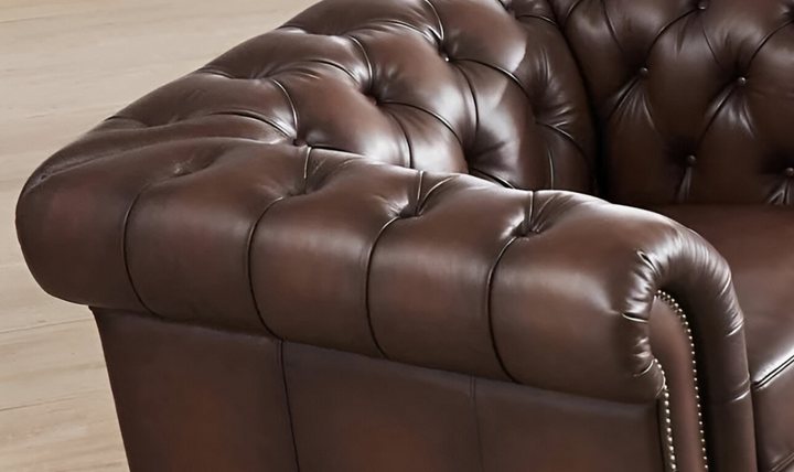 Versailles Leather Chair With Rolled Arms-Leahyco