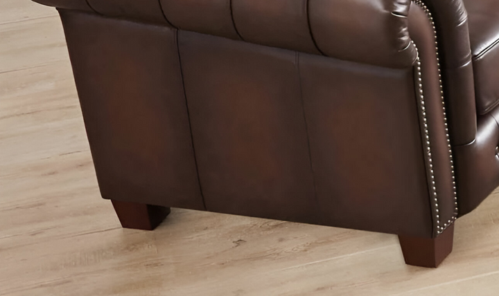 Versailles Leather Chair With Rolled Arms-Leahyco