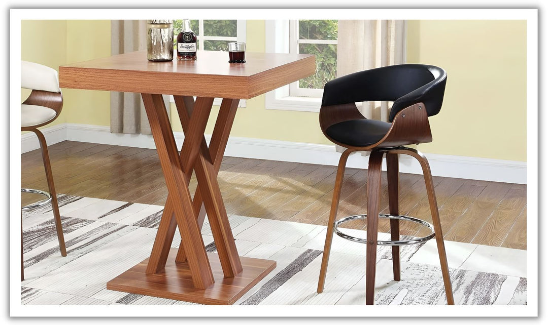 WOOD SWIVEL BAR STOOL