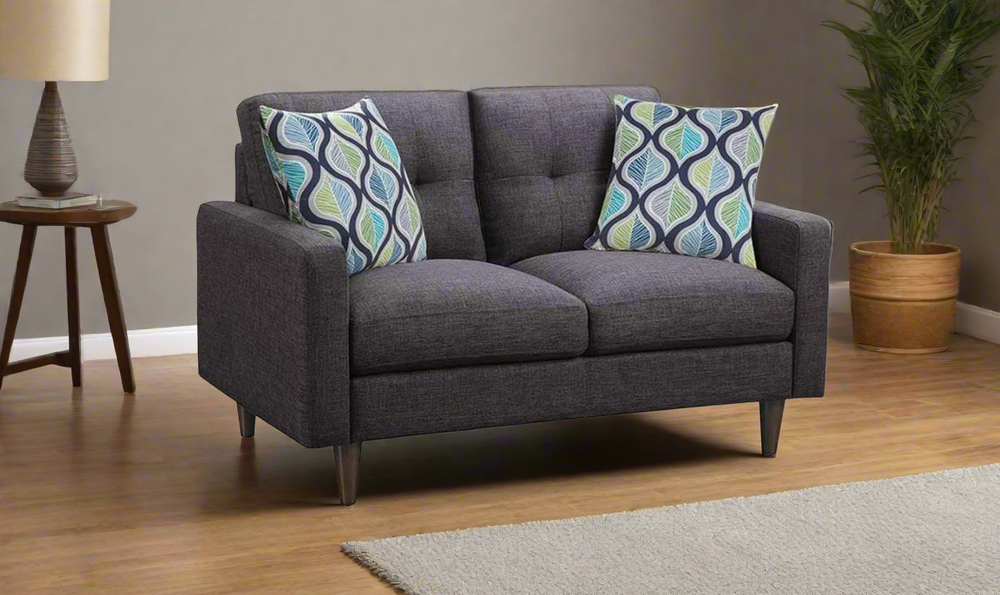 Coaster Furniture Watsonville Gray Fabric Loveseat with Tufted Back Cushions- Leahyco