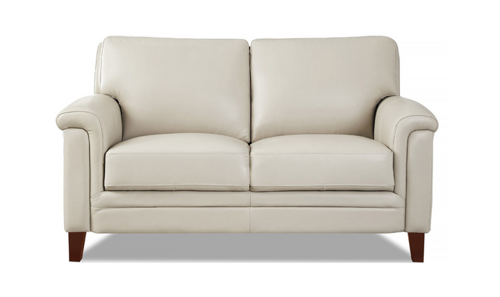 Westcott Leather 2-Seater Loveseat With Wooden Legs-Leahyco