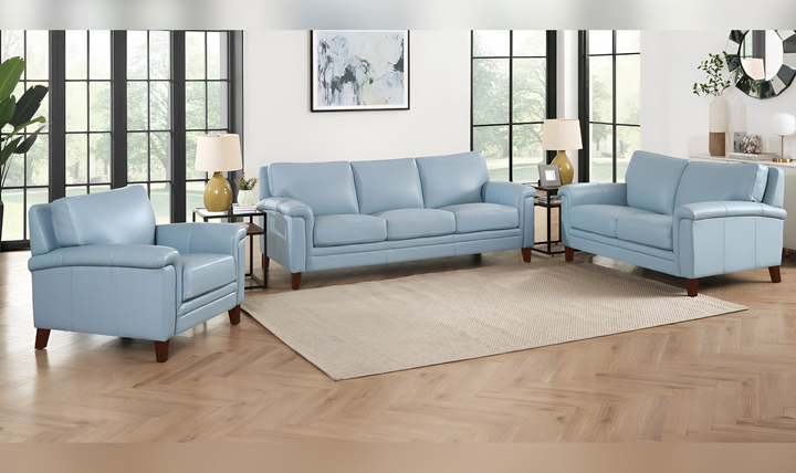 Westcott Leather 2-Seater Loveseat With Wooden Legs-Leahyco