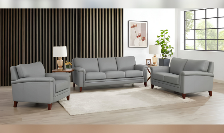 Westcott Leather 2-Seater Loveseat With Wooden Legs-Leahyco