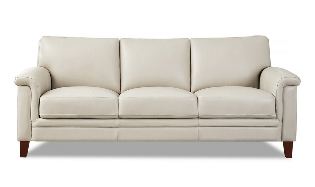 Westcott Leather 3-Seater Sofa With Wooden Legs