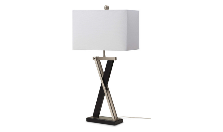 X Shape 28.5” Black and Silver Metal Table lamp (Set of 2)