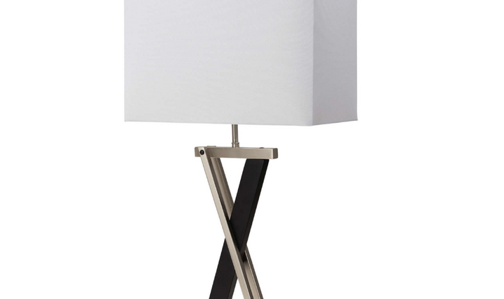 X Shape 28.5” Black and Silver Metal Table lamp (Set of 2)