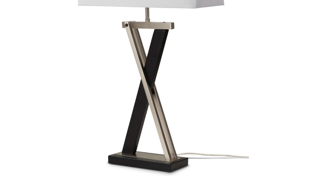 X Shape 28.5” Black and Silver Metal Table lamp (Set of 2)