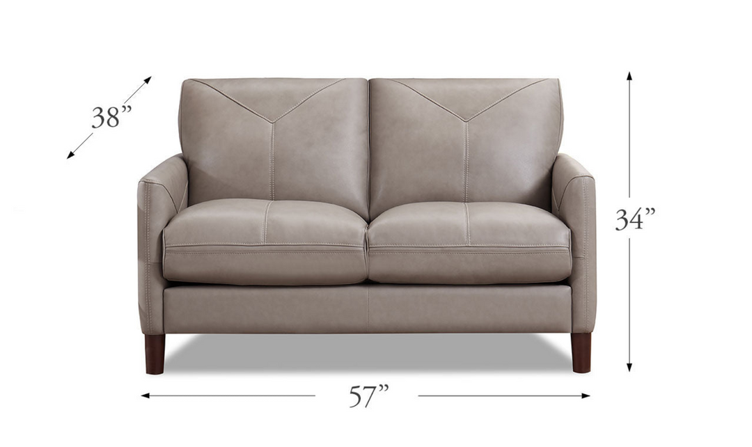 Yorkdale Leather 2-Seater Loveseat In Track Arms-Leahyco 