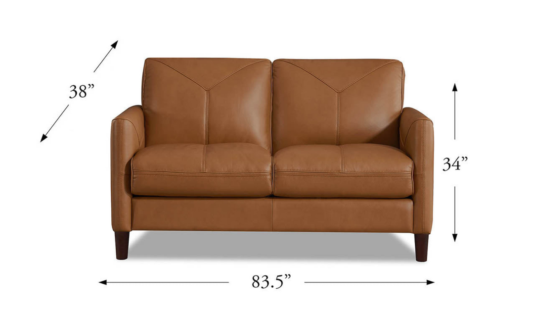 Yorkdale Leather 2-Seater Loveseat In Track Arms-Leahyco 