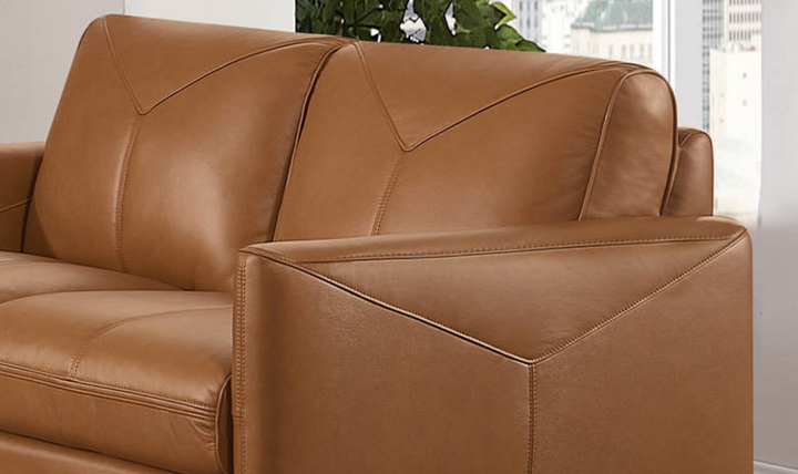 Yorkdale Leather 2-Seater Loveseat In Track Arms-Leahyco 