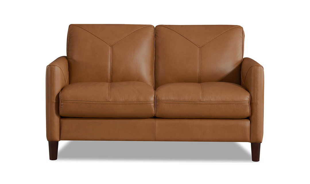 Yorkdale Leather 2-Seater Loveseat In Track Arms-Leahyco 