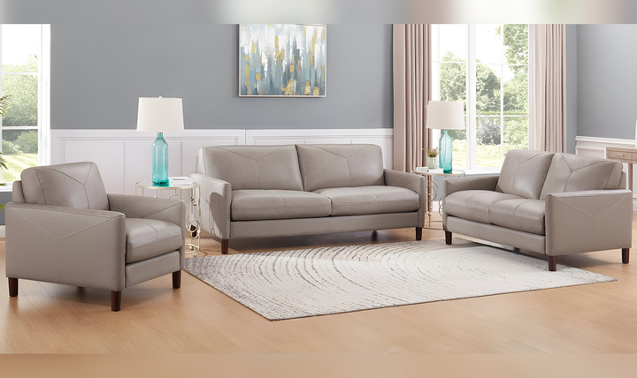 Yorkdale Leather 2-Seater Loveseat In Track Arms-Leahyco 