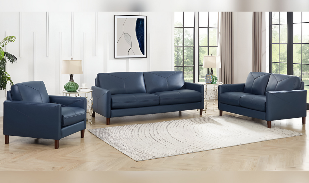 Yorkdale Leather 2-Seater Loveseat In Track Arms-Leahyco 