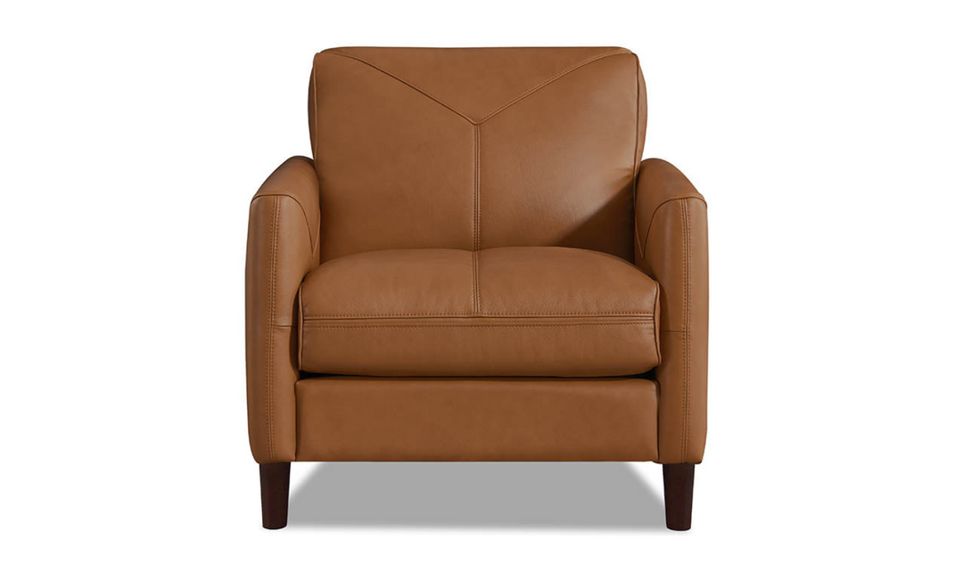 Yorkdale Leather Chair With Track Arms-Leahyco 