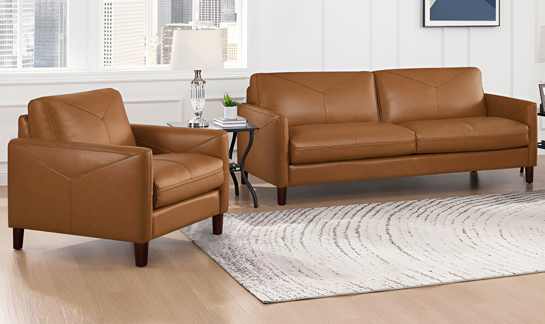 Yorkdale Leather Chair With Track Arms-Leahyco 