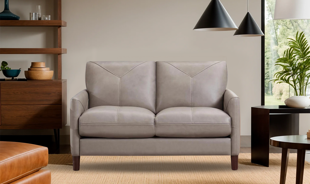 Yorkdale Leather 2-Seater Loveseat In Track Arms-Leahyco 