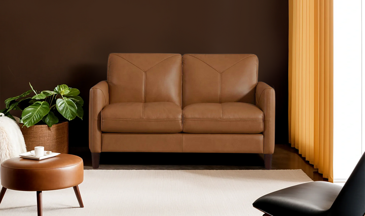 Yorkdale Leather 2-Seater Loveseat In Track Arms-Leahyco 