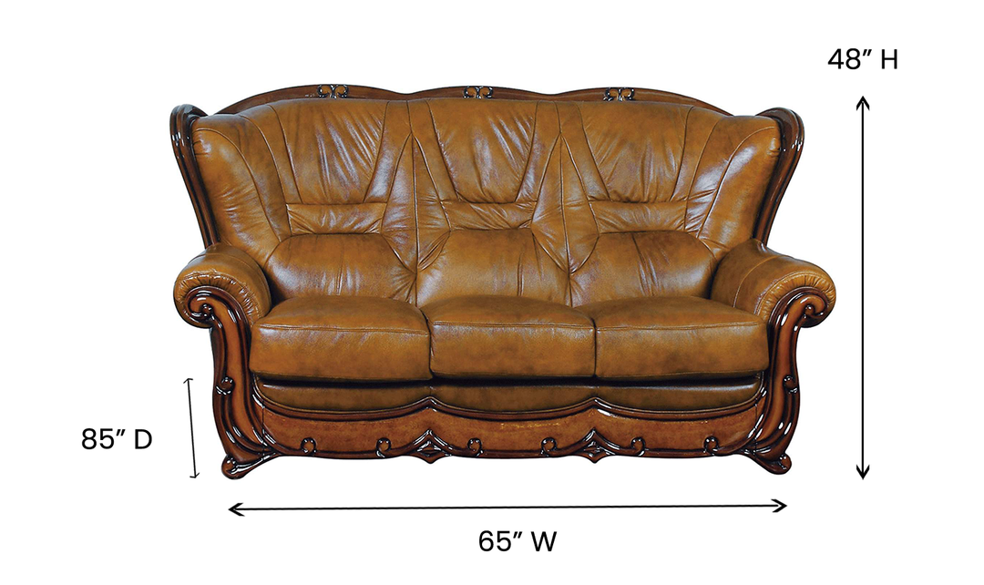 ESF Italia Ayla Leather 3-Seater Sofa In Walnut Brown