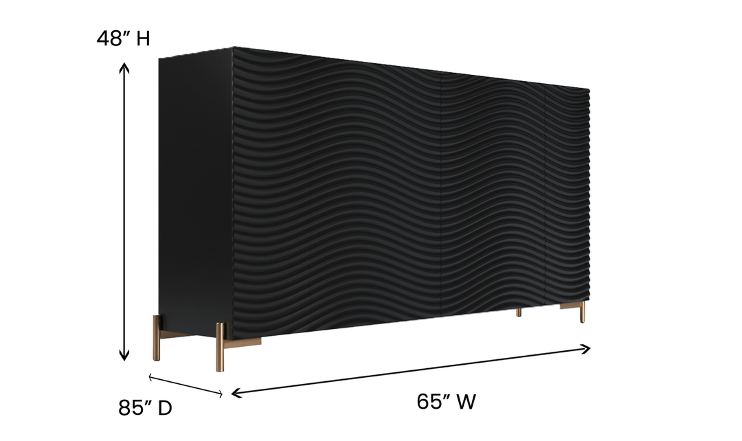 ESF Italia Wave 4 Door Wooden Rectangular Buffet In Dark Gray