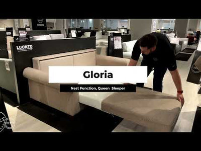 Luonto Gloria Queen Fabric Dual motion Loveseat Sleeper w/ Wood Legs