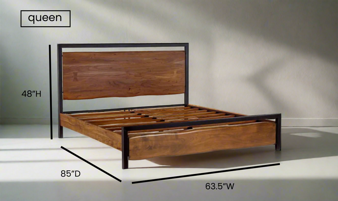 HTD Aspen King/Queen Size Wooden Bed With Deep Walnut Finish