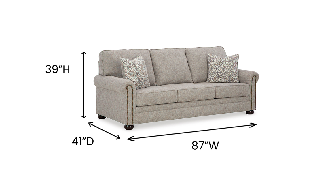 Modern Heritage Gaelon Gray 3-Seater Fabric Queen Sofa Sleeper