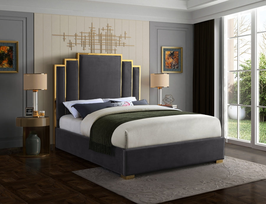 Hugo Velvet Bed-Beds-Leahyco