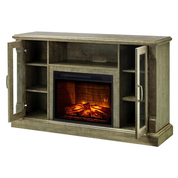 Elena 58" TV Stand with Infrared Electric Fireplace in Rustic Gray Finish-Tv Stands-Leahyco