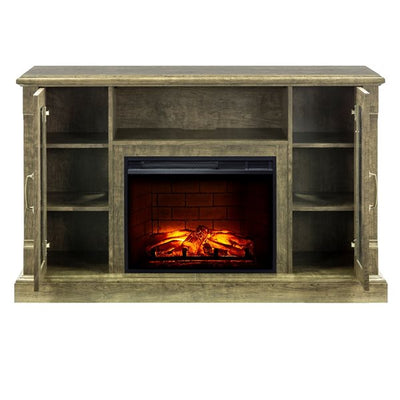 Elena 58" TV Stand with Infrared Electric Fireplace in Rustic Gray Finish-Tv Stands-Leahyco