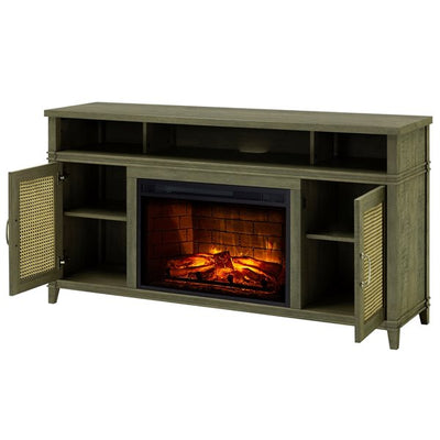 Devora 60" Media Infrared Electric Fireplace in Gray Finish-Fireplaces-Leahyco