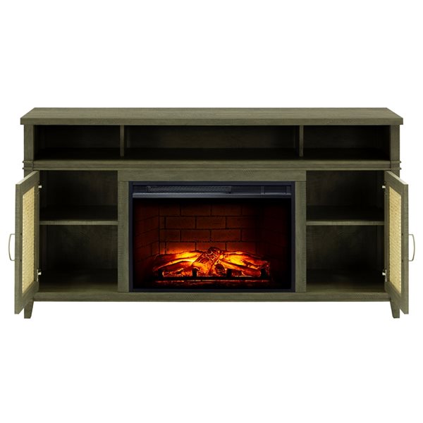 Devora 60" Media Infrared Electric Fireplace in Gray Finish-Fireplaces-Leahyco