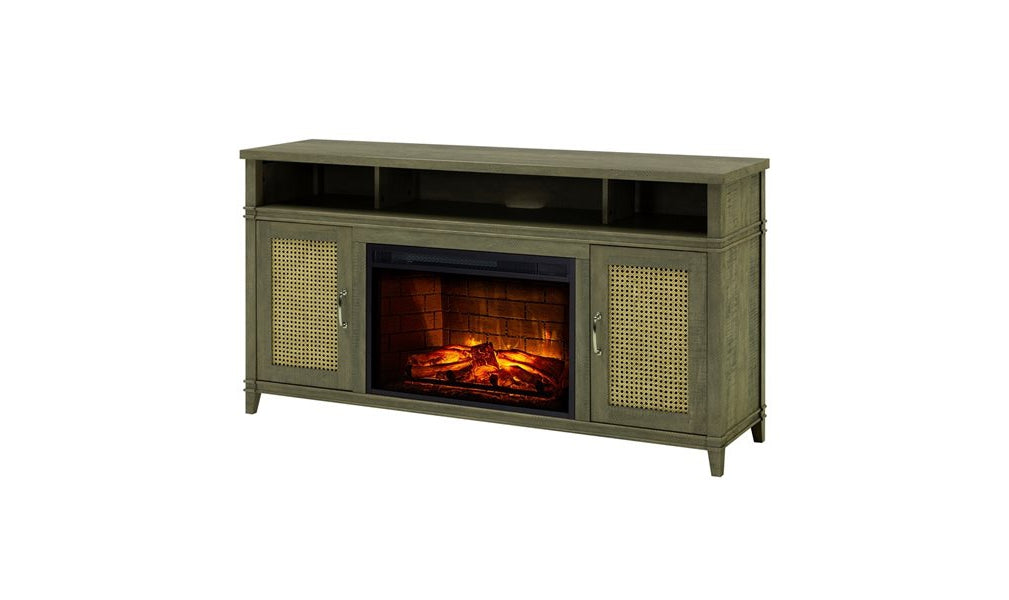 Devora 60" Media Infrared Electric Fireplace in Gray Finish-Fireplaces-Leahyco