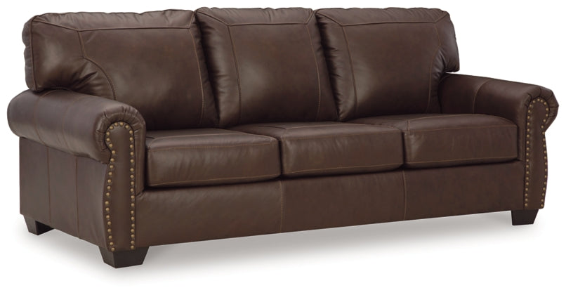 Colleton 3-Seater Dark Brown Leather Sofa with Rolled Arms