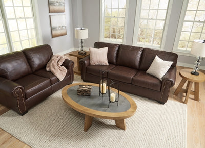 Colleton Dark Brown Leather Living Room Set