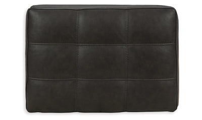 Luigi Black Leather Rectangle Ottoman