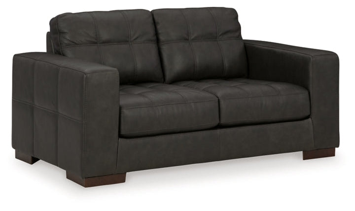 Luigi Black Leather Loveseat