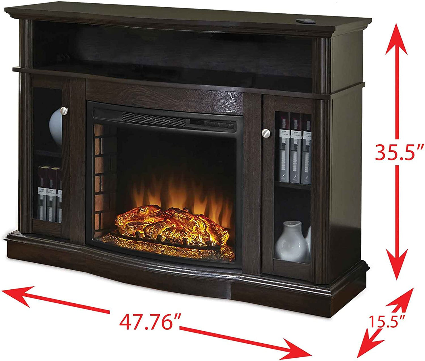 Blanca 48" Media Electric Fireplace in Rustic Brown Finish-Fireplaces-Leahyco