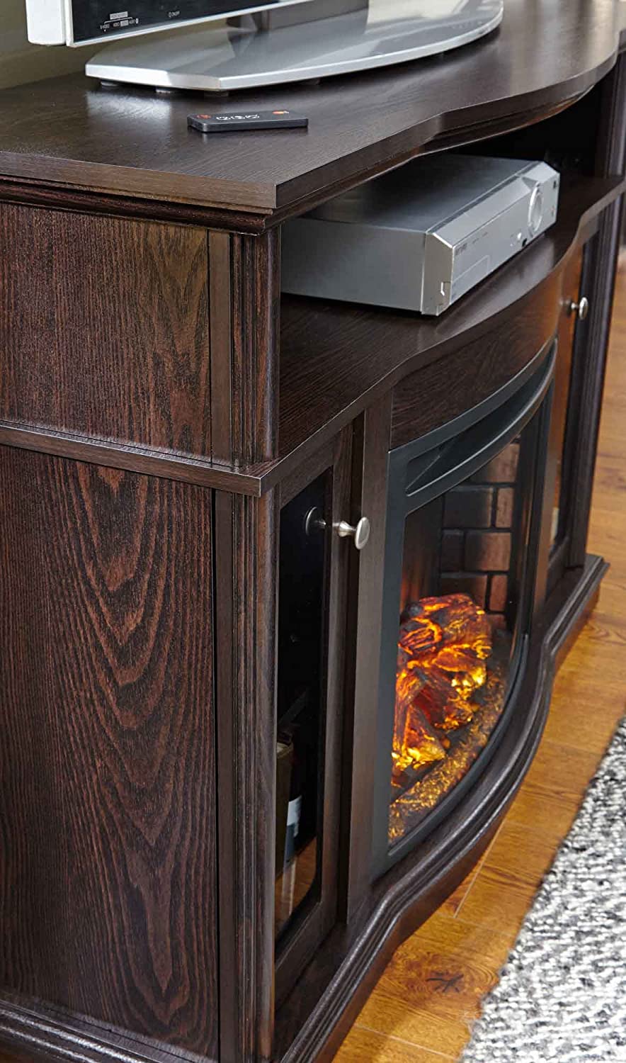 Blanca 48" Media Electric Fireplace in Rustic Brown Finish-Fireplaces-Leahyco