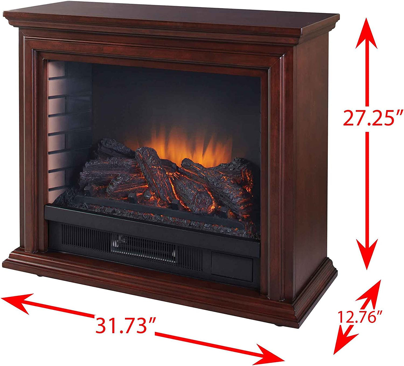 Dawson 32” Mobile Infrared Electric Fireplace in Cherry-Fireplaces-Leahyco