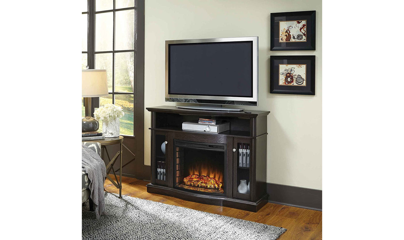 Blanca 48" Media Electric Fireplace in Rustic Brown Finish-Fireplaces-Leahyco