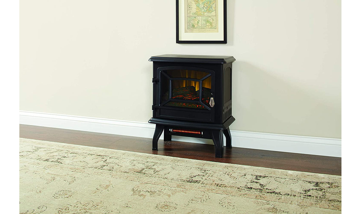 Duncan 17" Infrared 2 Stage Electric Stove in Black-Fireplaces-Leahyco