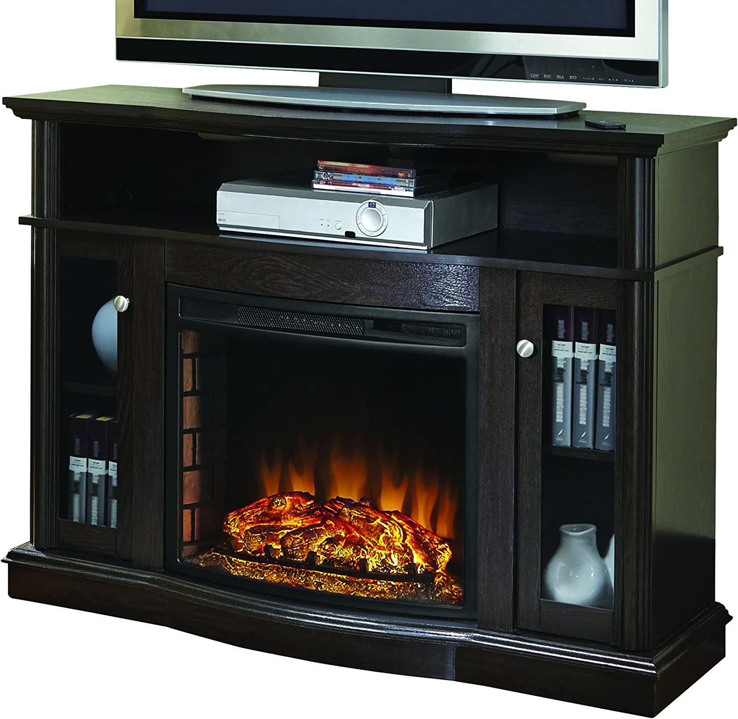 Blanca 48" Media Electric Fireplace in Rustic Brown Finish-Fireplaces-Leahyco