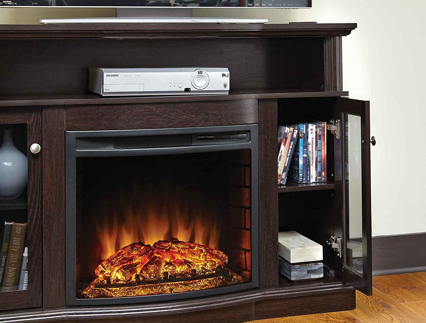 Blanca 48" Media Electric Fireplace in Rustic Brown Finish-Fireplaces-Leahyco