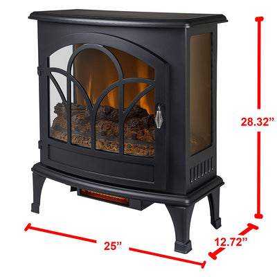 Braxton 25 Curved Front Infrared Electric Stove In Black-Fireplaces-Leahyco