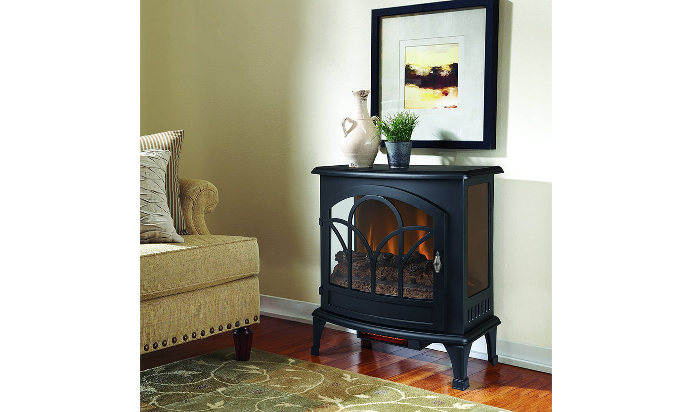 Braxton 25 Curved Front Infrared Electric Stove In Black-Fireplaces-Leahyco