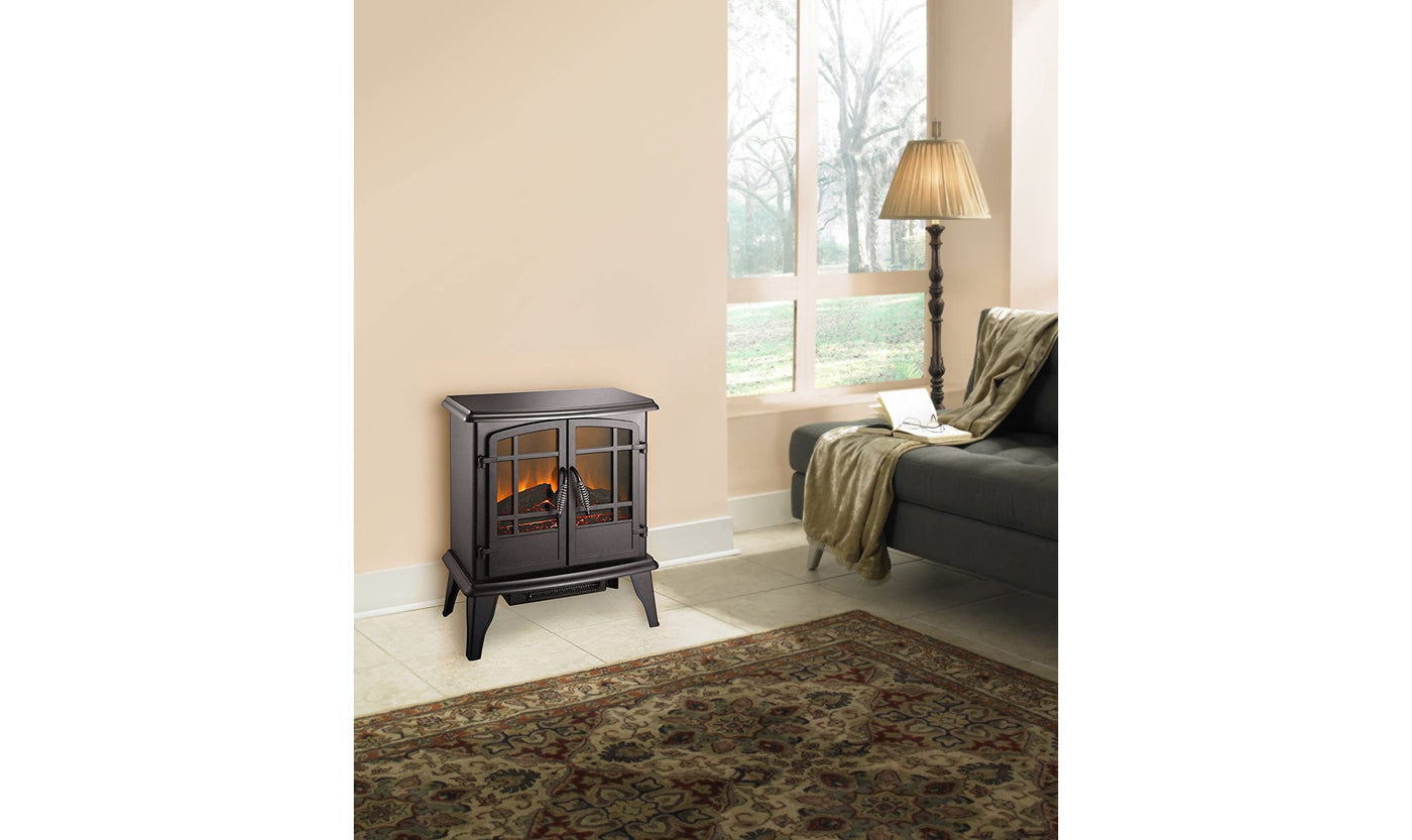 Alison Electric 20" Wood Stove Heater in Matte Black Finish-Fireplaces-Leahyco