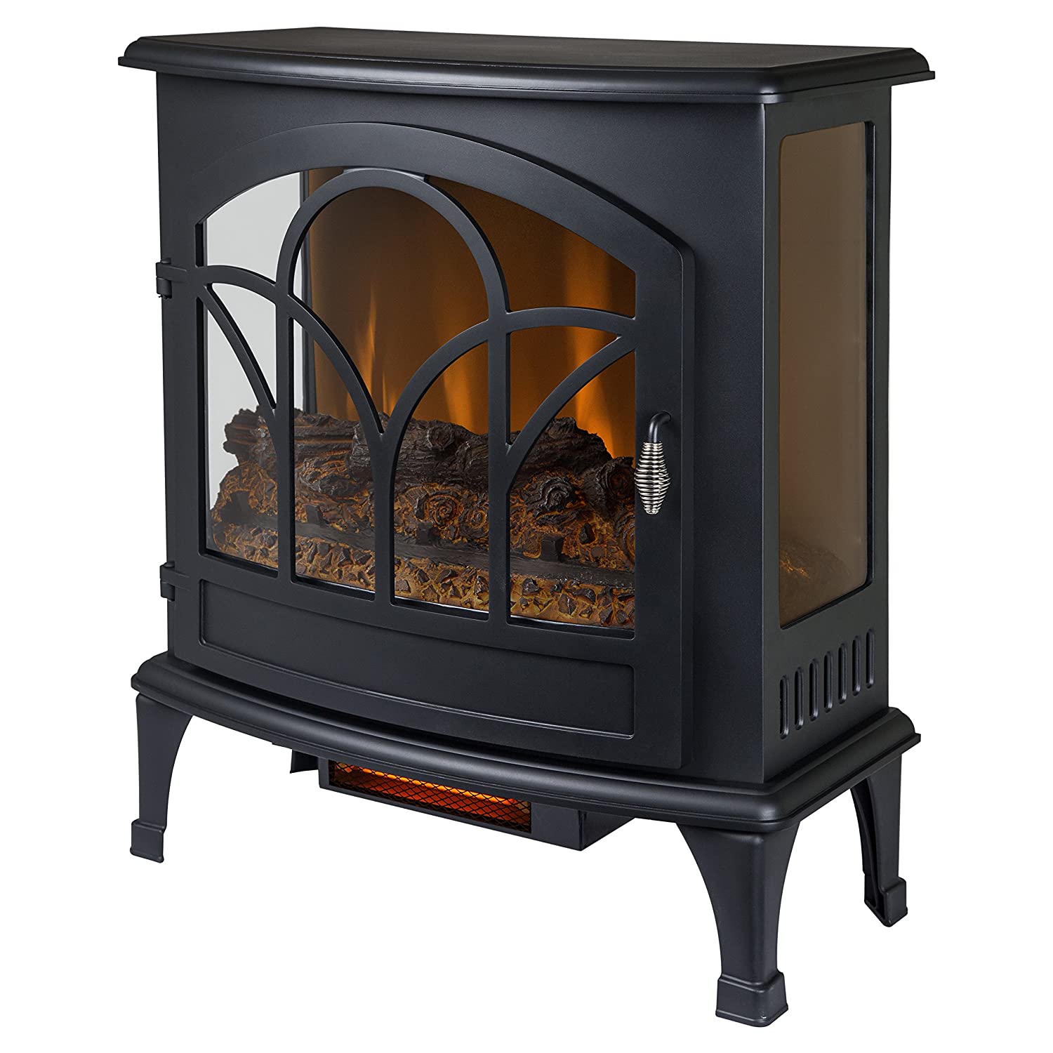 Braxton 25 Curved Front Infrared Electric Stove In Black-Fireplaces-Leahyco