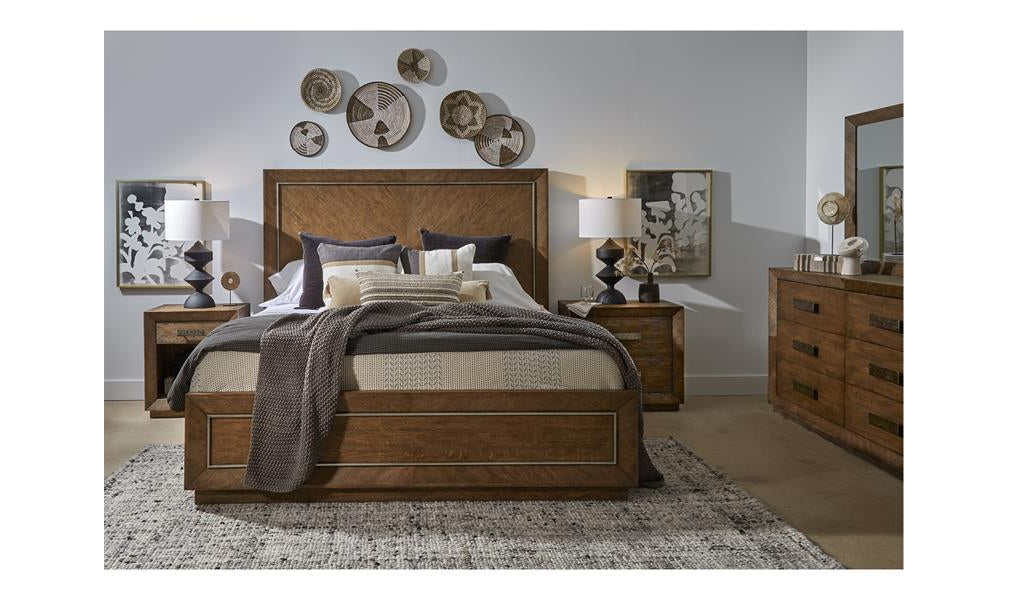 Abbyson Brown Wooden Bed in Queen & King Size